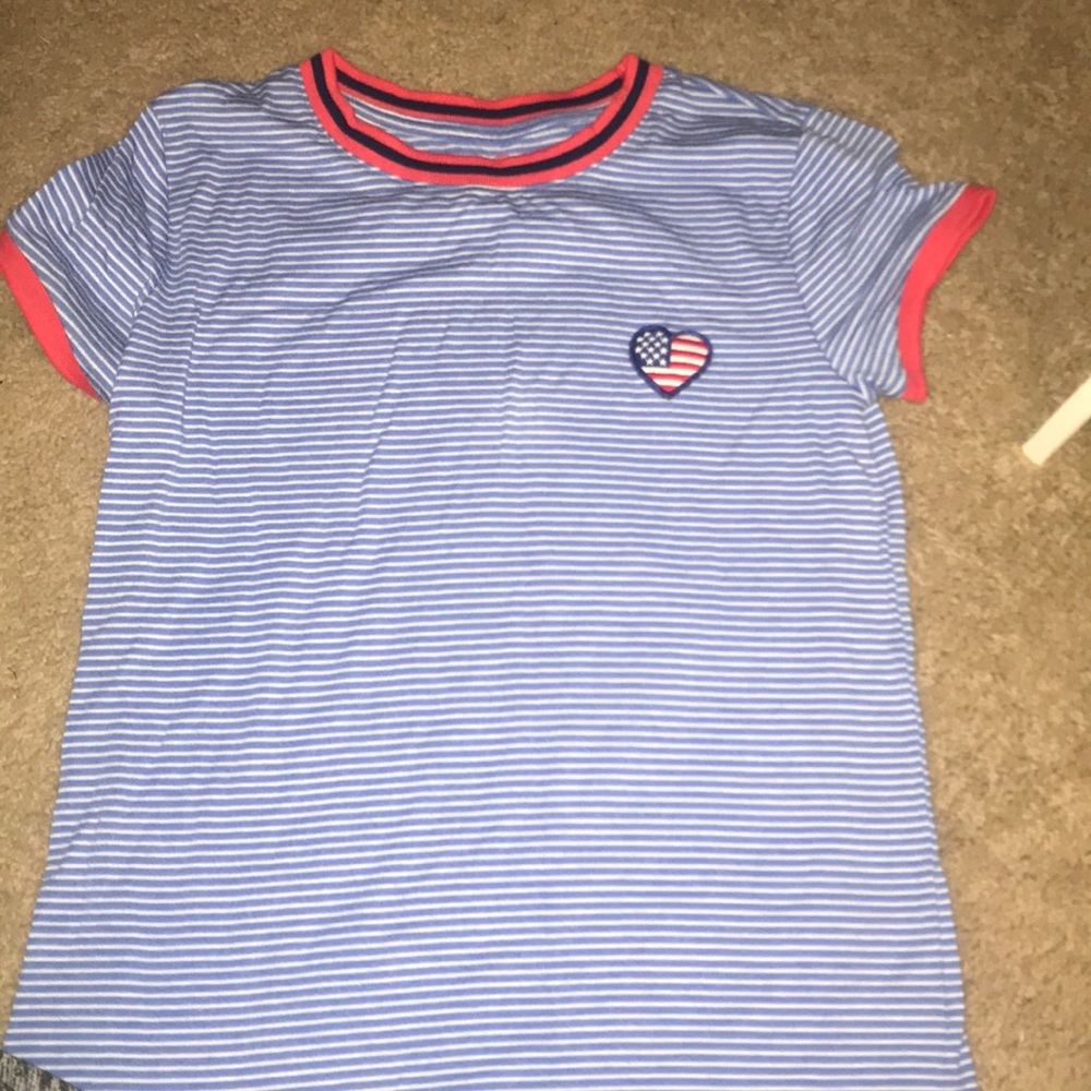 red white and blue shirt